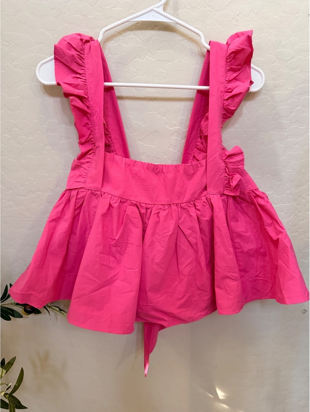 NWT Meet me in Santorini pink babydoll tie blouse